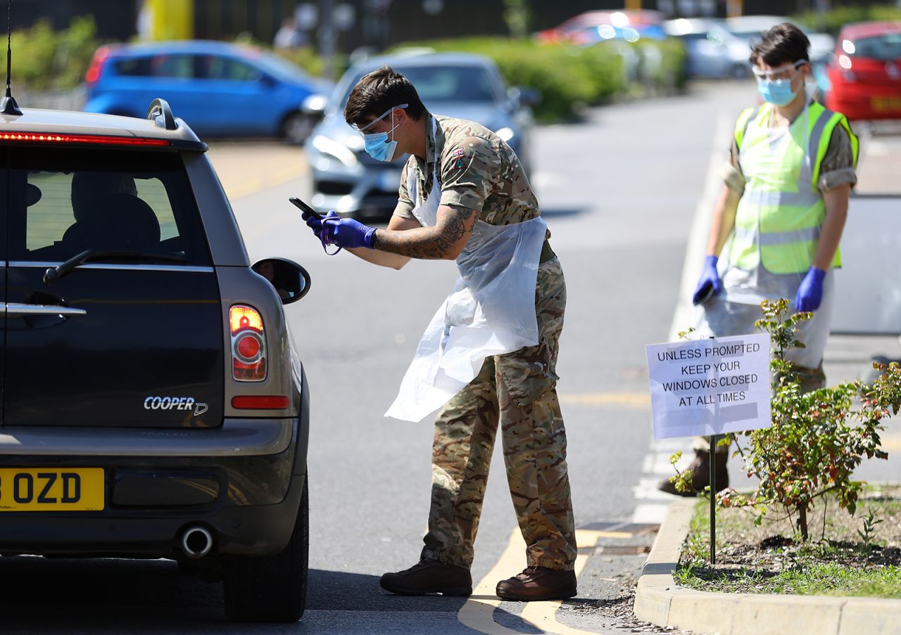 A temporary coronavirus testing site run by the armed services at High Wycombe Park & Ride on Wednesday, May 6.