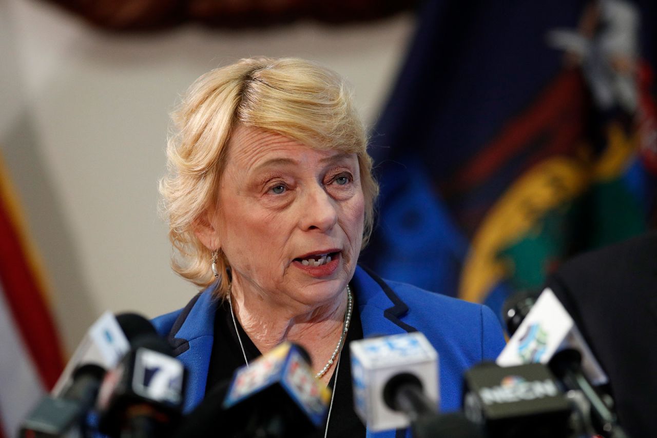 Gov. Janet Mills speaks at a press briefing in Augusta, Maine, on Thursday, March 12.