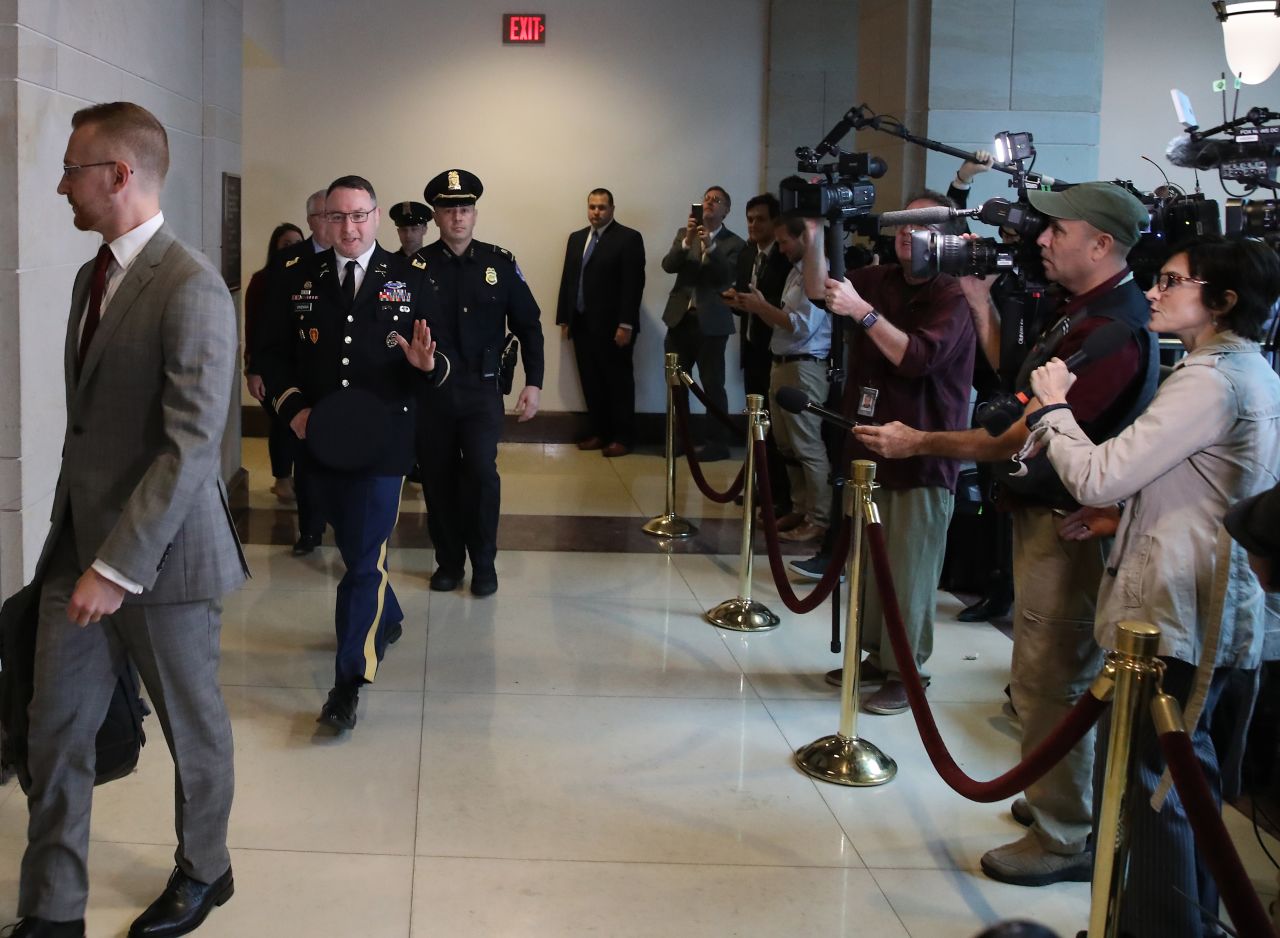  Lt. Col. Alexander Vindman arrives at the US Capitol on Oct. 29, 2019 in Washington, DC.