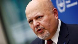 International Criminal Court Prosecutor Karim Khan speaks during an interview with Reuters in The Hague, Netherlands, on October 12. 