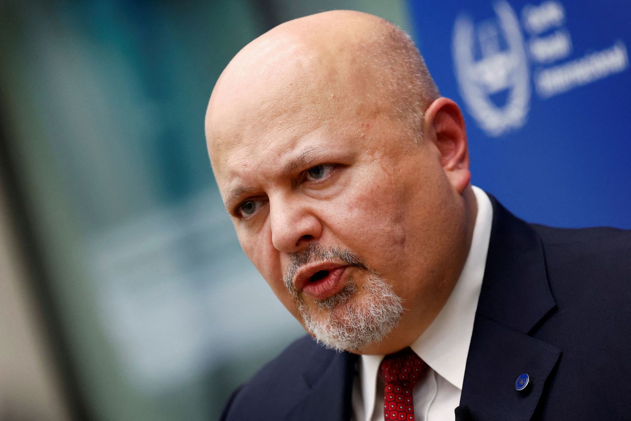 International Criminal Court Prosecutor Karim Khan speaks during an interview with Reuters in The Hague, Netherlands, on October 12. 