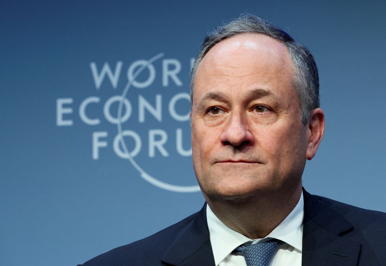 Second Gentleman Doug Emhoff attends the 54th annual meeting of the World Economic Forum in Davos, Switzerland, on January 18.