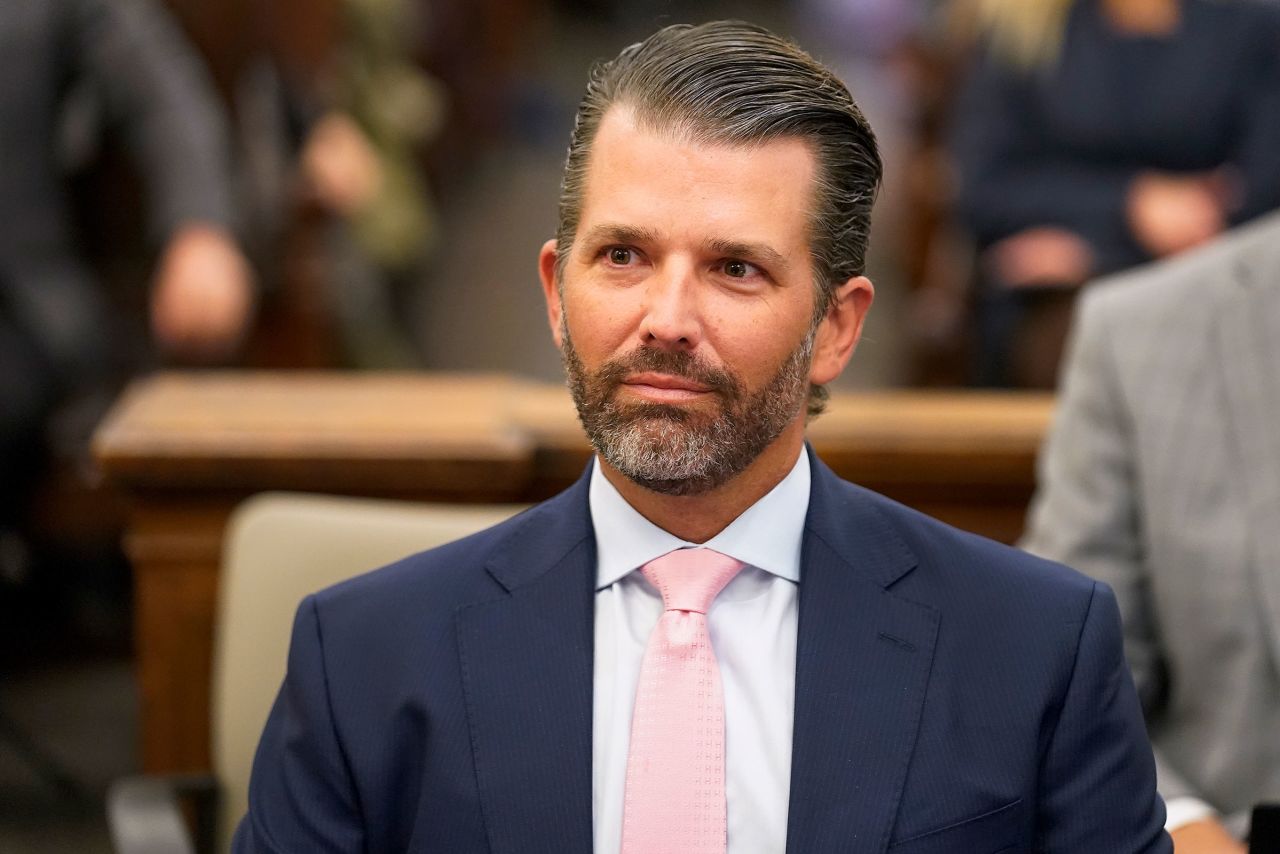 Donald Trump Jr. waits to testify in New York Supreme Court, Wednesday, Nov. 1, 2023, in New York. 