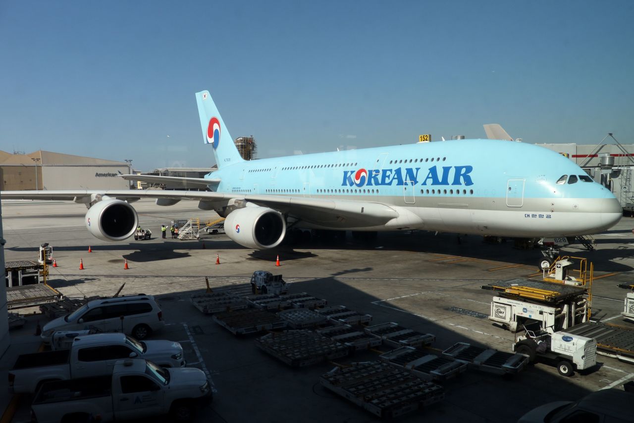 A Korean Air plane at Los Angeles International Airport (LAX) on October 29, 2019.