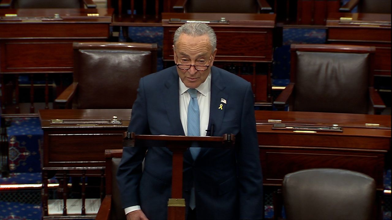 Sen. Chuck Schumer speaks from the Senate floor on Wednesday.