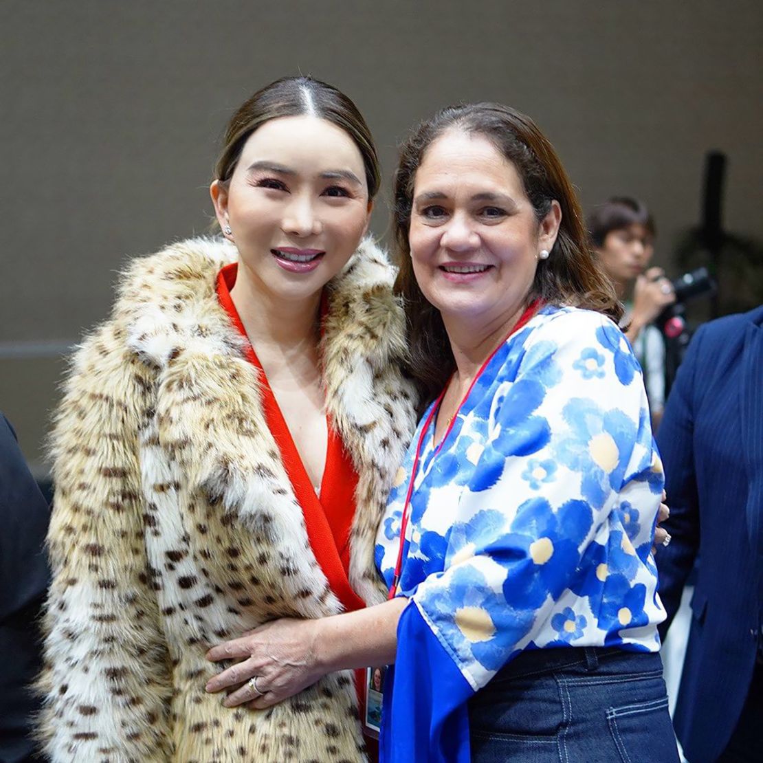 Pageant director Karen Celebertti (left) with Miss Universe owner Anne Jakrajutatip (right), who has voiced support for Celebertti following her resignation.
