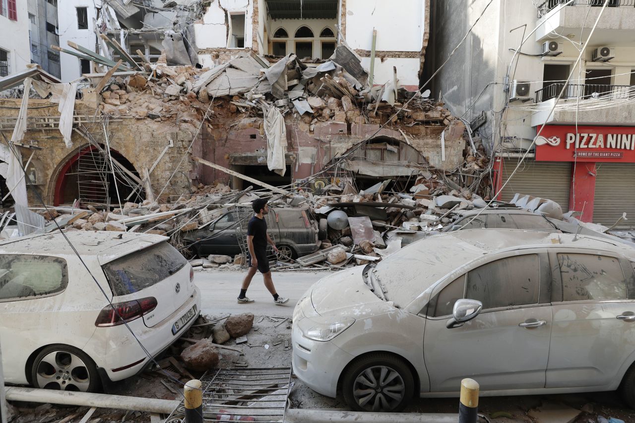 Destruction is seen after a massive explosion in Beirut, Lebanon, on Wednesday, August 5.