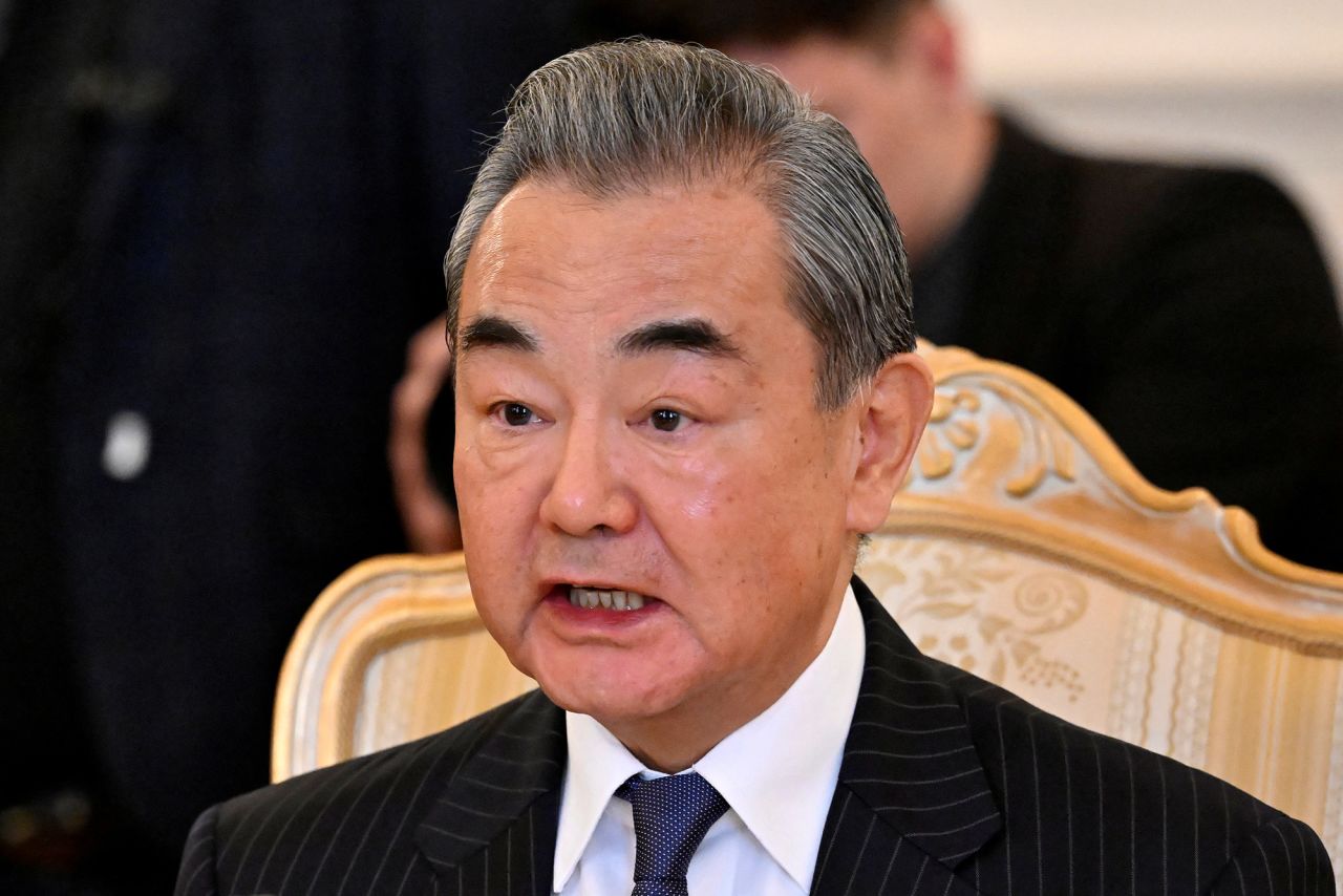 China's Director of the Office of the Central Foreign Affairs Commission?Wang?Yi in Moscow, Russia, on February 22.