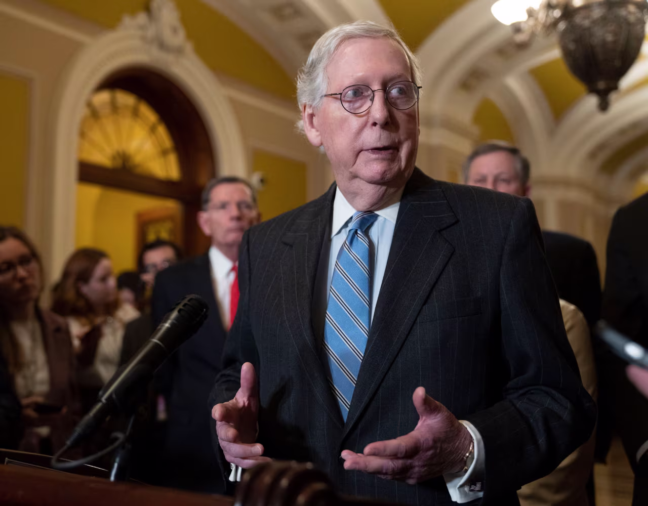 Senate Minority Leader Mitch McConnell speaks to reporters during a news conference following the Republican policy luncheon meeting Jan. 31 in Washington, DC.