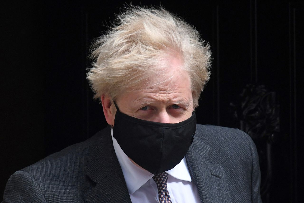 Britain's Prime Minister Boris Johnson leaves 10 Downing Street in London on April 21.