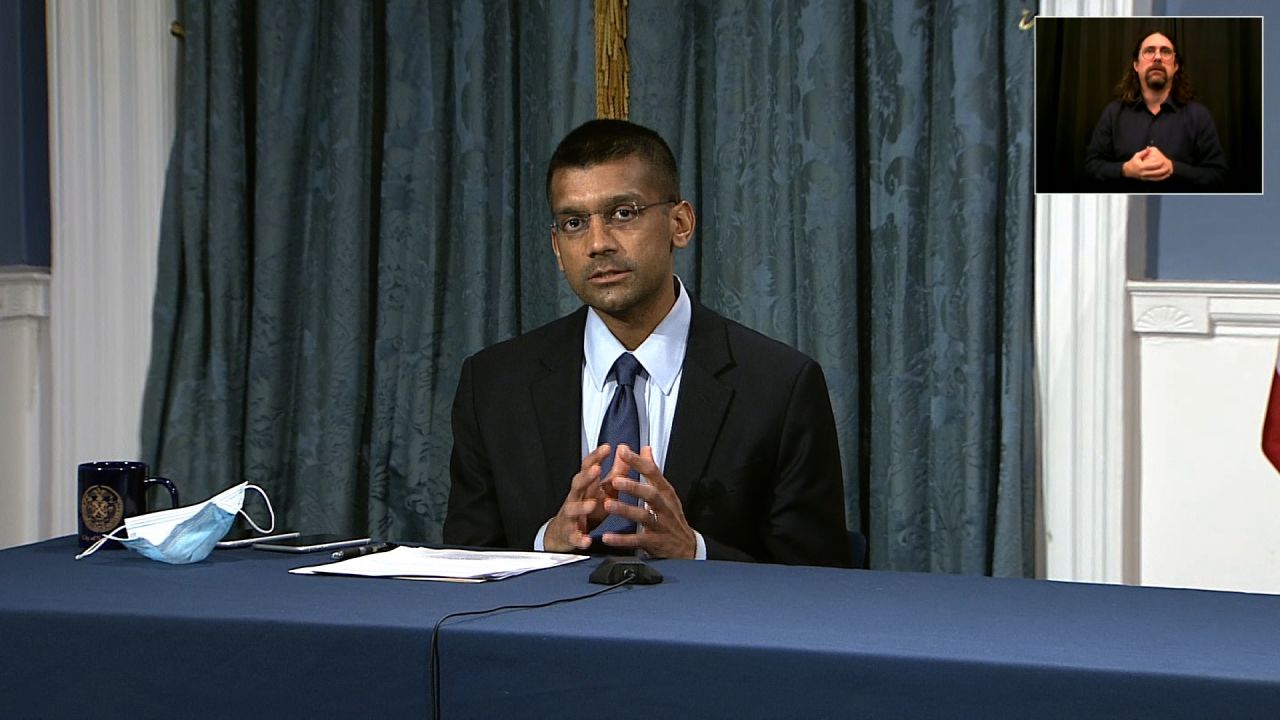 New York City’s Department of Health Commissioner Dave Chokshi speaks during a news conference in New York on November 24.