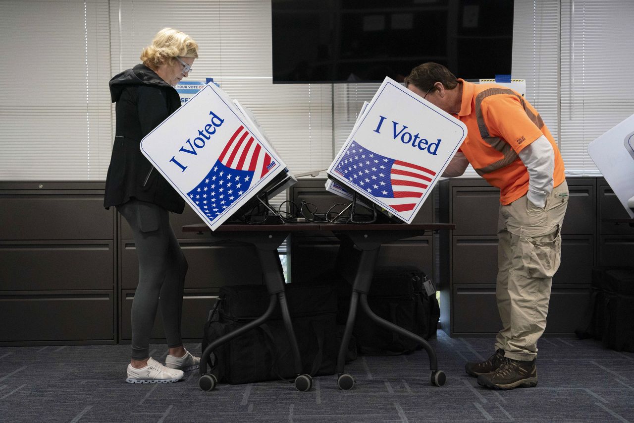 Voters cast their ballots during the first day of early voting at a polling station in Charleston, South Carolina, on Monday, February 12. 