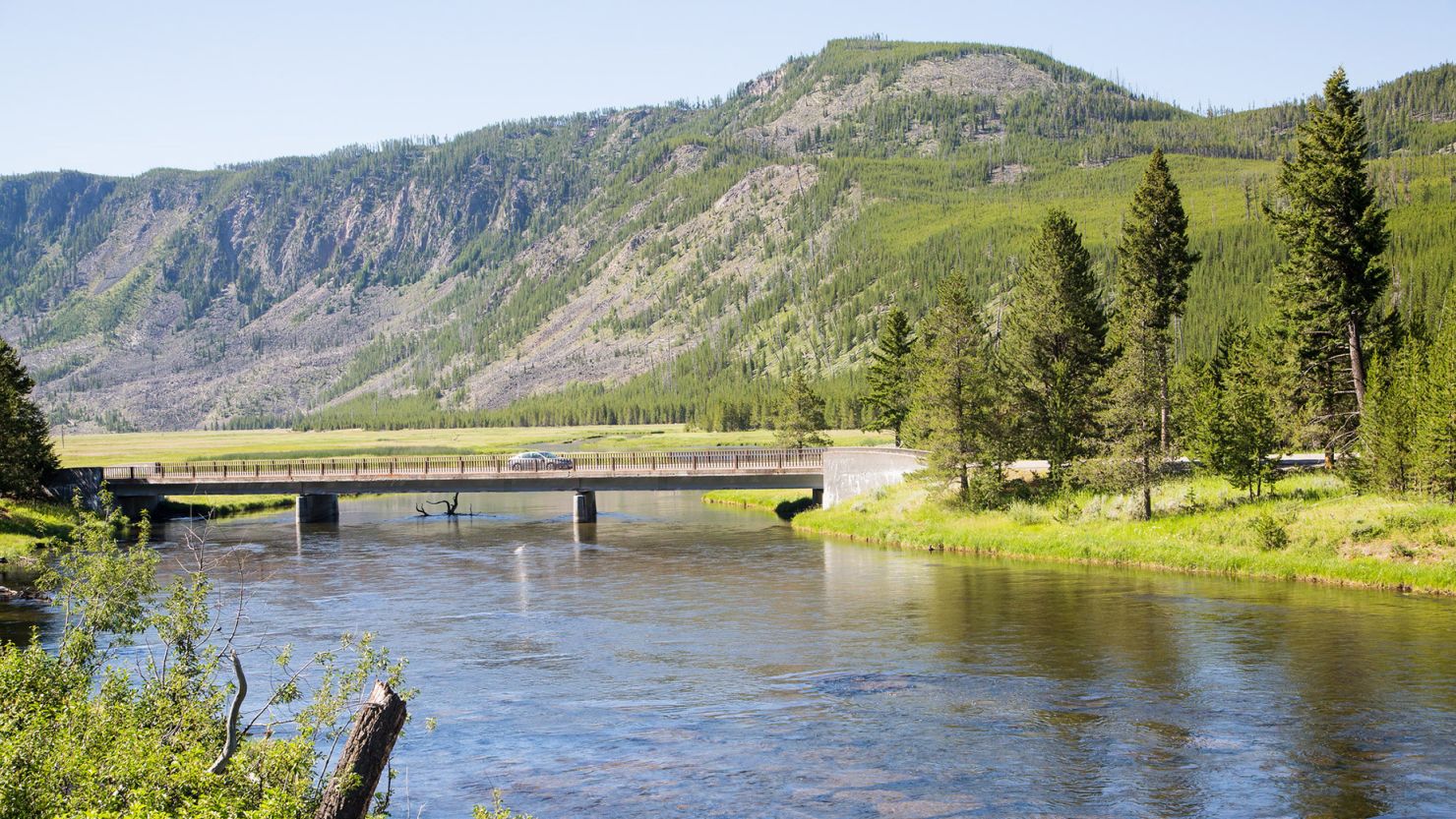The incident reported by the National Park Service occurred on the West Entrance Road near the Seven Mile Bridge (pictured) in Yellowstone National Park.