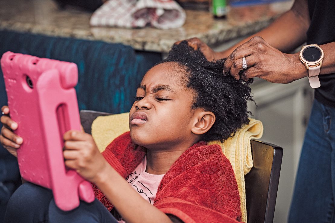 "I'd like her to see the beauty in her texture," one mother, Nadia, told Faxio of her daughter Kinsley's hair. "But also know that it's just hair and it complements her, not defines her."