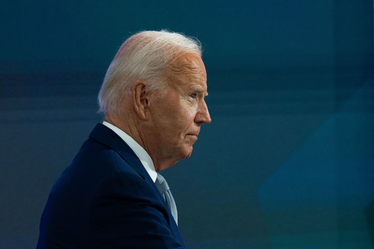 President Joe Biden hosts an event in the Eisenhower building in Washington, DC, on Tuesday. 