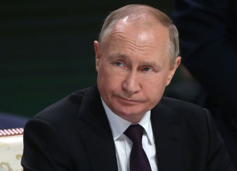 Russian President Vladimir Putin attends the plenary session of the Commonwealth of the Independent States Summit, on October, 14, in Astana, Kazakhstan.