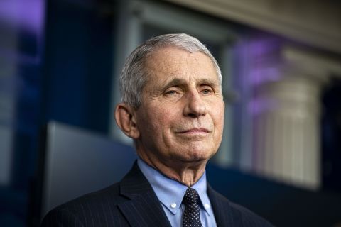 Dr. Anthony Fauci, director of the National Institute of Allergy and Infectious Diseases, listens during a news conference at the White House on January 21.