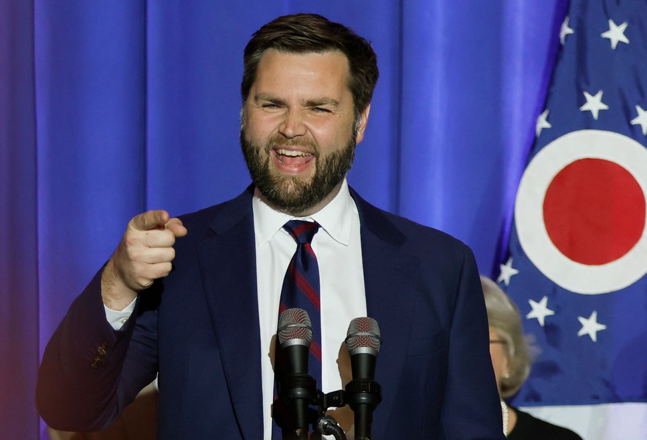 J.D. Vance speaks during an election night party in Columbus, Ohio, on November 8. 