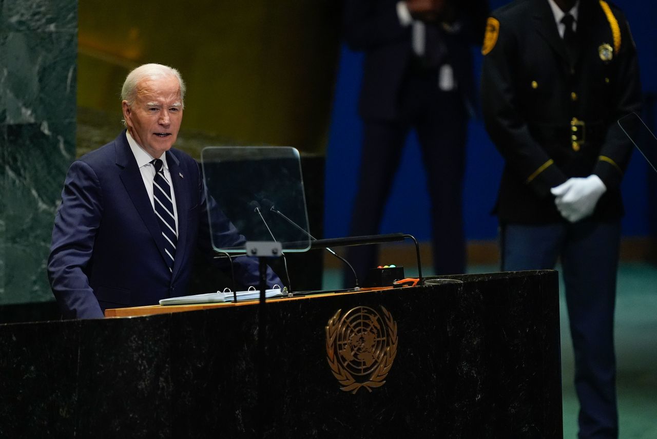 President Joe Biden addresses the United Nations General Assembly on Tuesday.