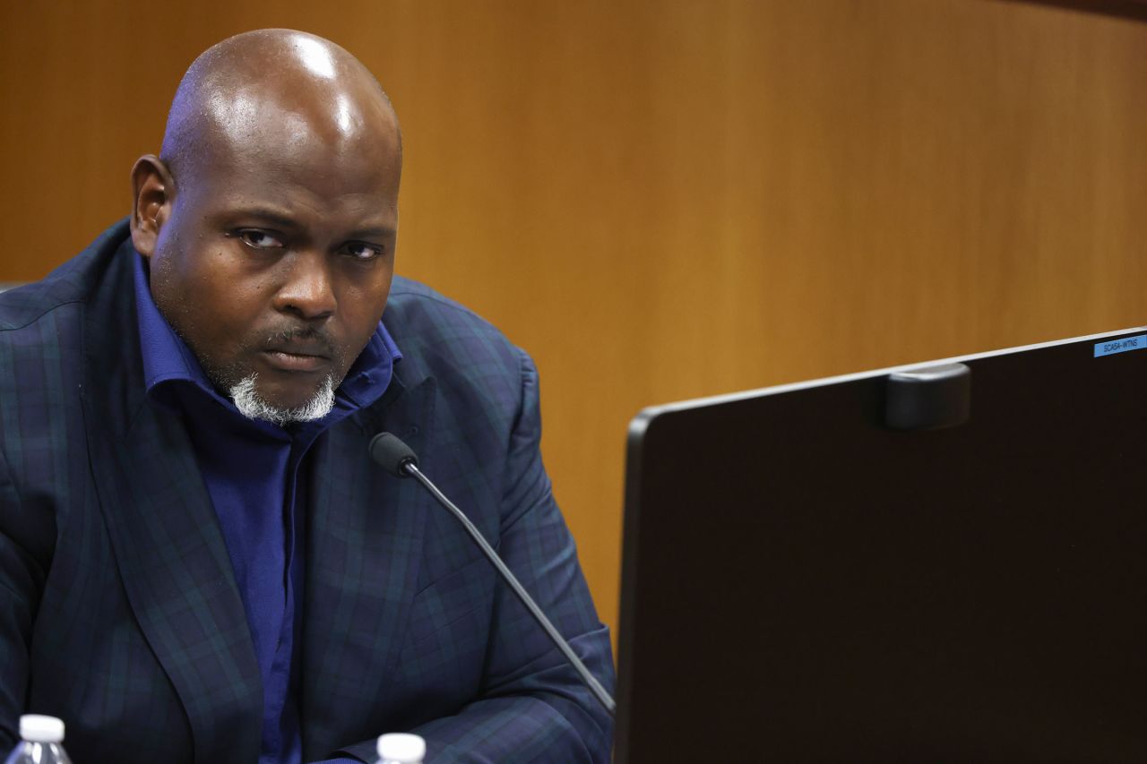 Witness Terrence Bradley looks on from the witness stand during a hearing in the case of the State of Georgia v. Donald John Trump at the Fulton County Courthouse on February 16, in Atlanta, Georgia.