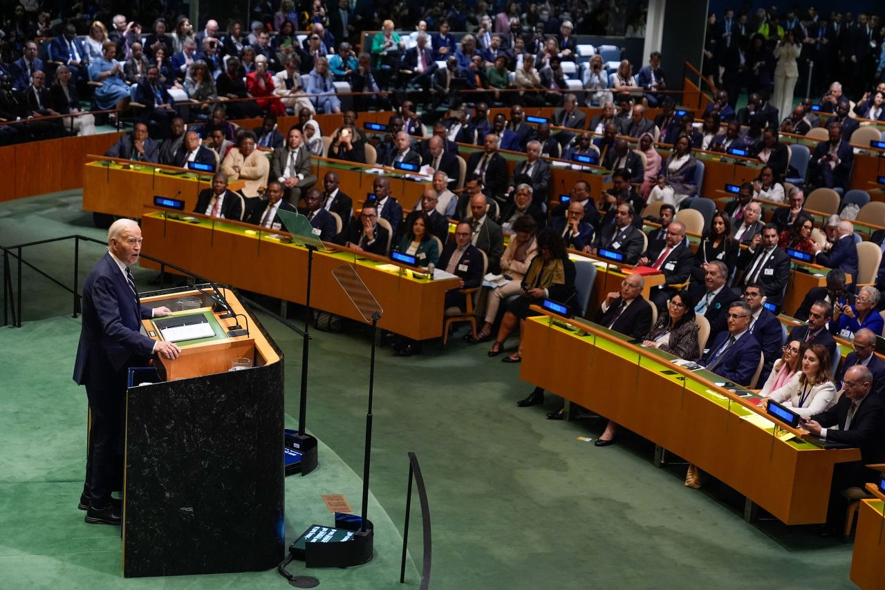 President Joe Biden addresses the United Nations General Assembly on Tuesday.