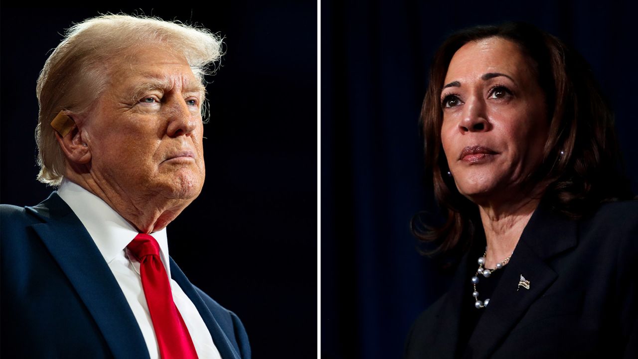 Former President Donald Trump, left, and Vice President Kamala Harris. 