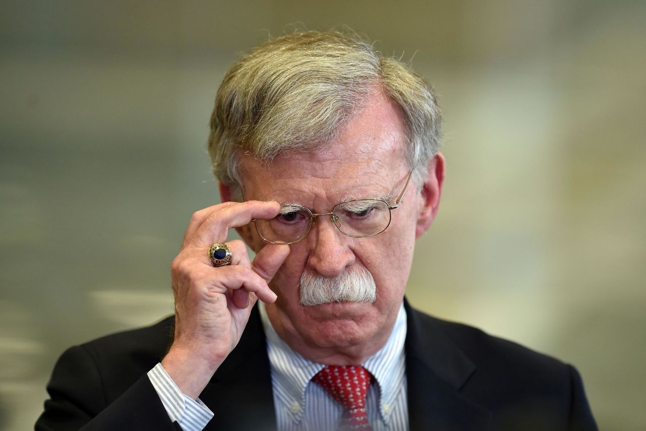 John Bolton is seen in August 2019 in Minsk, Belarus.