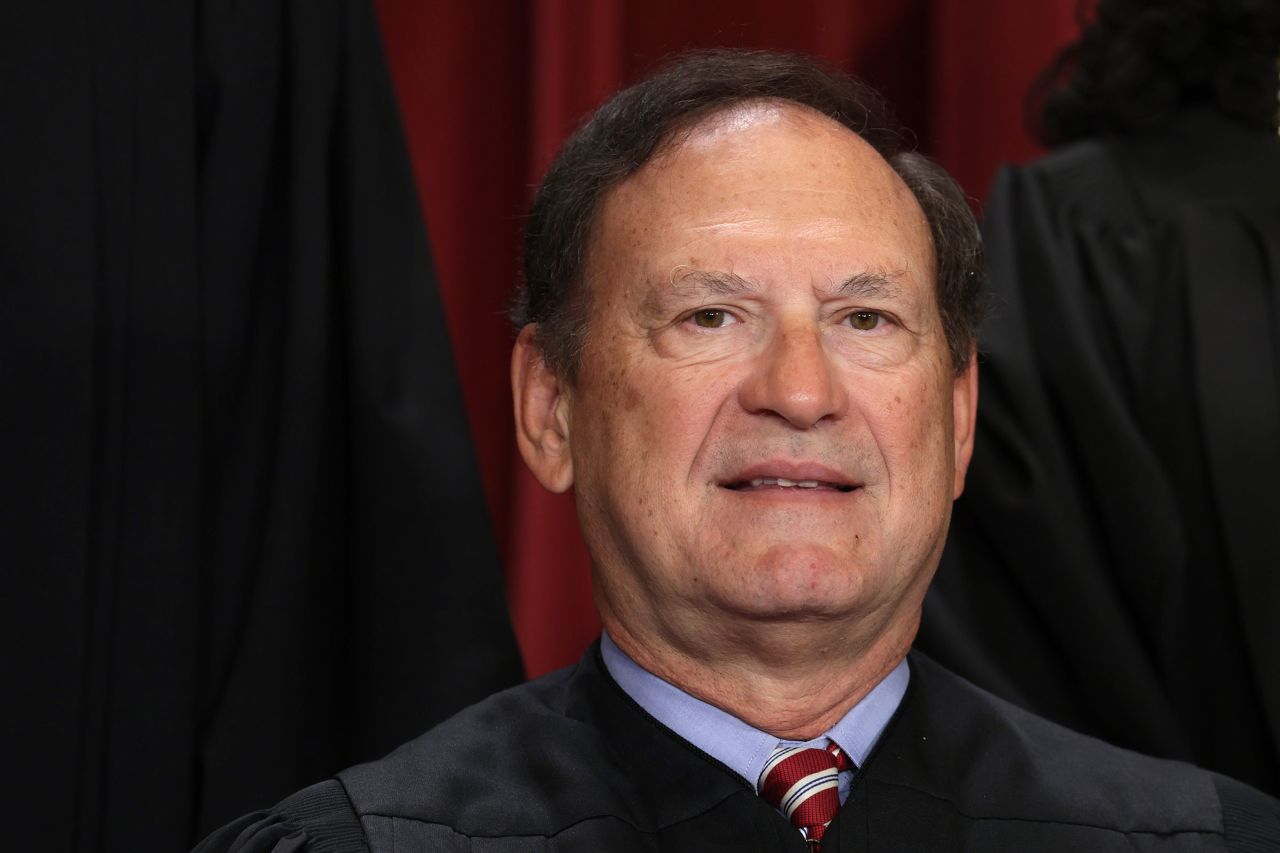 United States Supreme Court Associate Justice Samuel Alito poses for an official portrait at the East Conference Room of the Supreme Court building in 2022 in Washington, DC. 