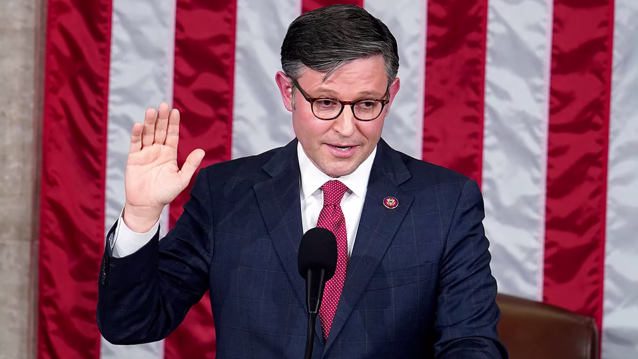 Johnson takes the oath to be the new House speaker \ at the Capitol in Washington, D.C., on Wednesday, October 25, 2023. (AP Photo/Alex Brandon)
