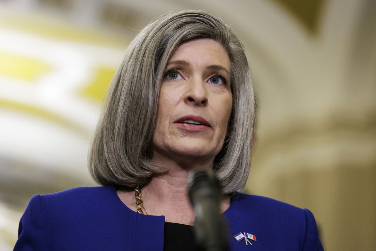 Sen. Joni Ernst speaks during a press conference at the Capitol in Washington, DC, on January 9.