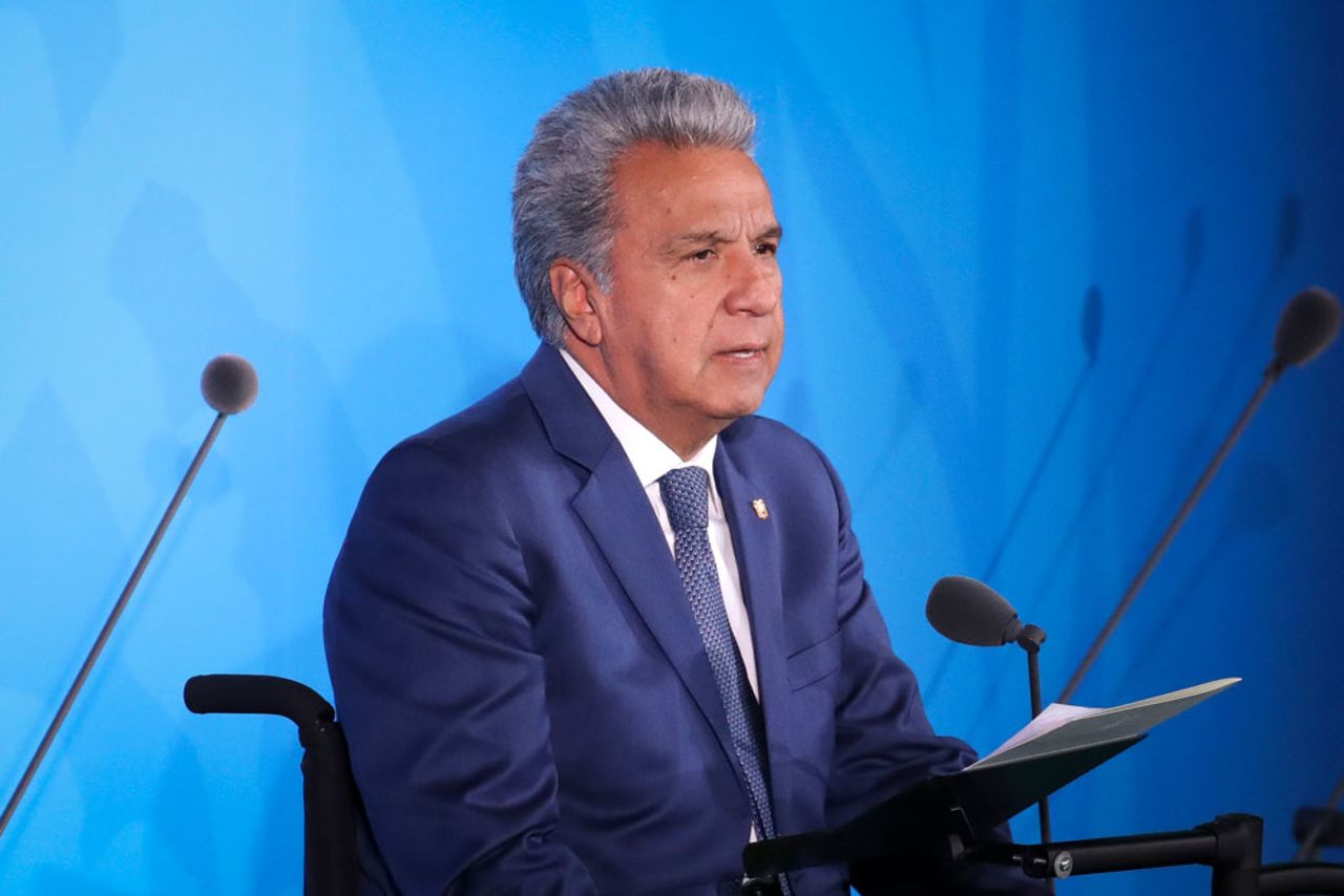 Ecuador's President Lenin Moreno speaks at the United Nations summit on climate change on September 23, 2019 in New York City. 