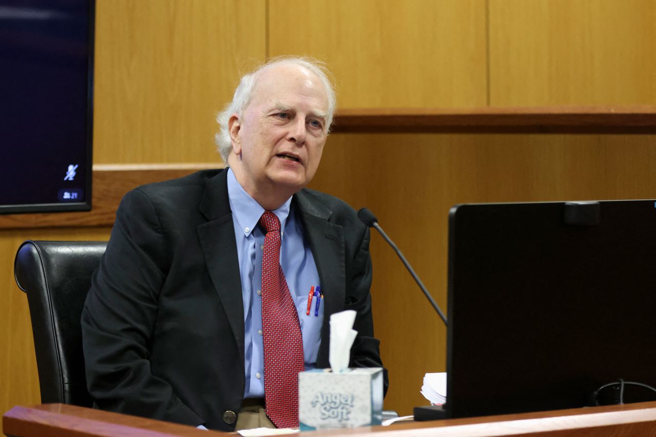 Former Georgia Governor Roy Barnes testifies during a hearing on 'misconduct' allegations against Fulton County district attorney Fani Willis at the Fulton County Courthouse in Atlanta, Georgia, on February 16. 