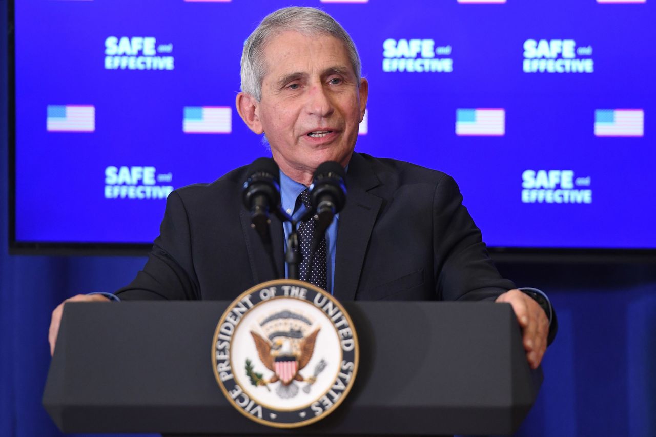 Director of the National Institute of Allergy and Infectious Diseases Anthony Fauci speaks at the Eisenhower Executive Office Building in Washington DC, December 18. 