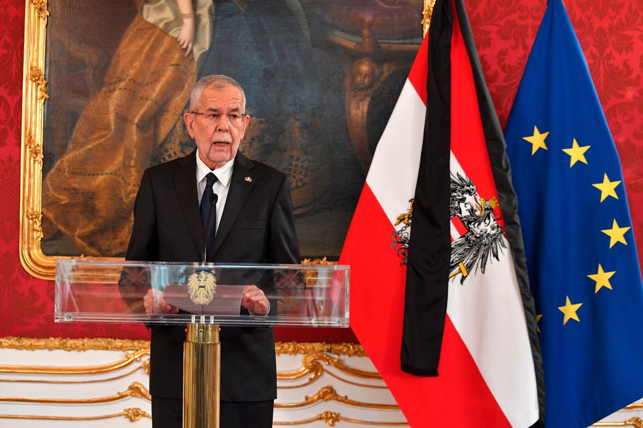 Austria's President Alexander Van der Bellen speaks in Vienna on November 3.