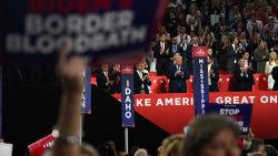 Former President Donald Trump claps at  the 2024 Republican National Convention hosted at the Fiserv Forum in Milwaukee, Wisconsin, on July 16, 2024. (Rebecca Wright/CNN)