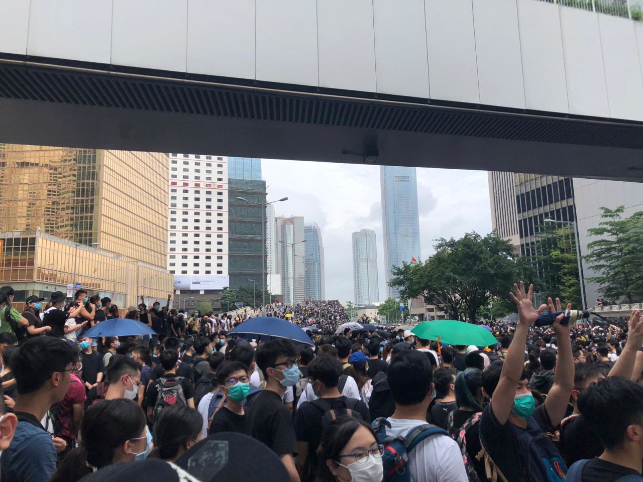 Protesters occupy the roads outside the Legislative Council?in Hong Kong.