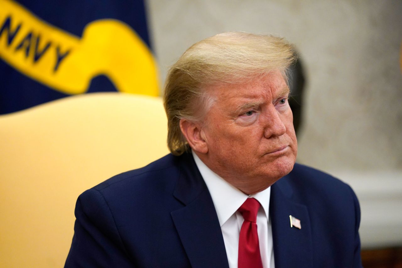 US President Donald Trump attends a coronavirus response meeting in the White House on May 7 in Washington, DC.