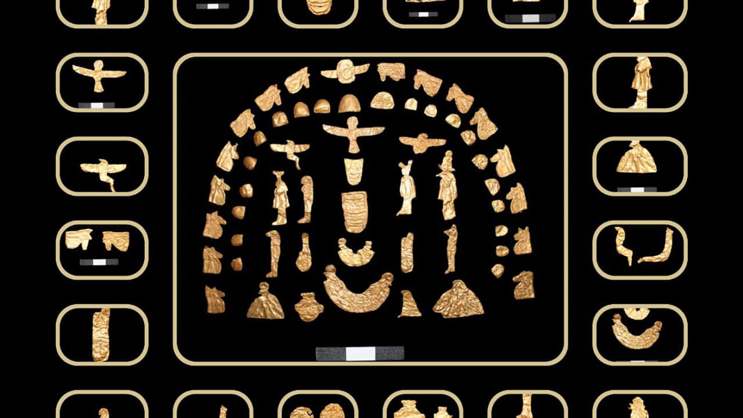 Archaeologists uncovered a trove of gold artifacts during an excavation in a necropolis in Damietta, Egypt, including numerous foil figures that depicted religious symbols and ancient Egyptian idols.