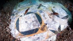 An ancient Roman mosaic from the floor of a villa has been uncovered in the waters off Naples.