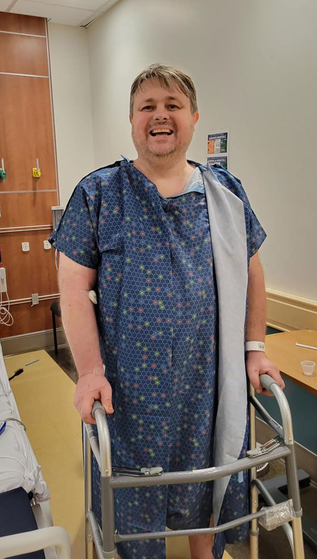 Scott Hern is seen at a hospital following his rescue.