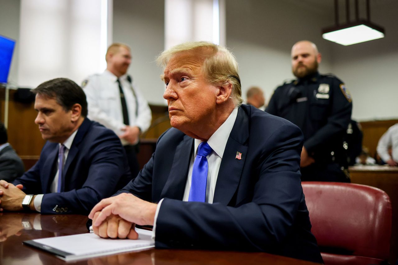 Former President Donald Trump sits at the defendant's table inside the courthouse as the jury is scheduled to continue deliberations for his hush money trial at Manhattan Criminal Court on May 30, 2024 in New York City.