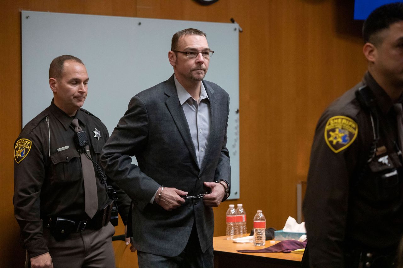 James Crumbley exits the courtroom in Pontiac, Michigan, while the jury begins deliberations in his manslaughter trial on March 13. 