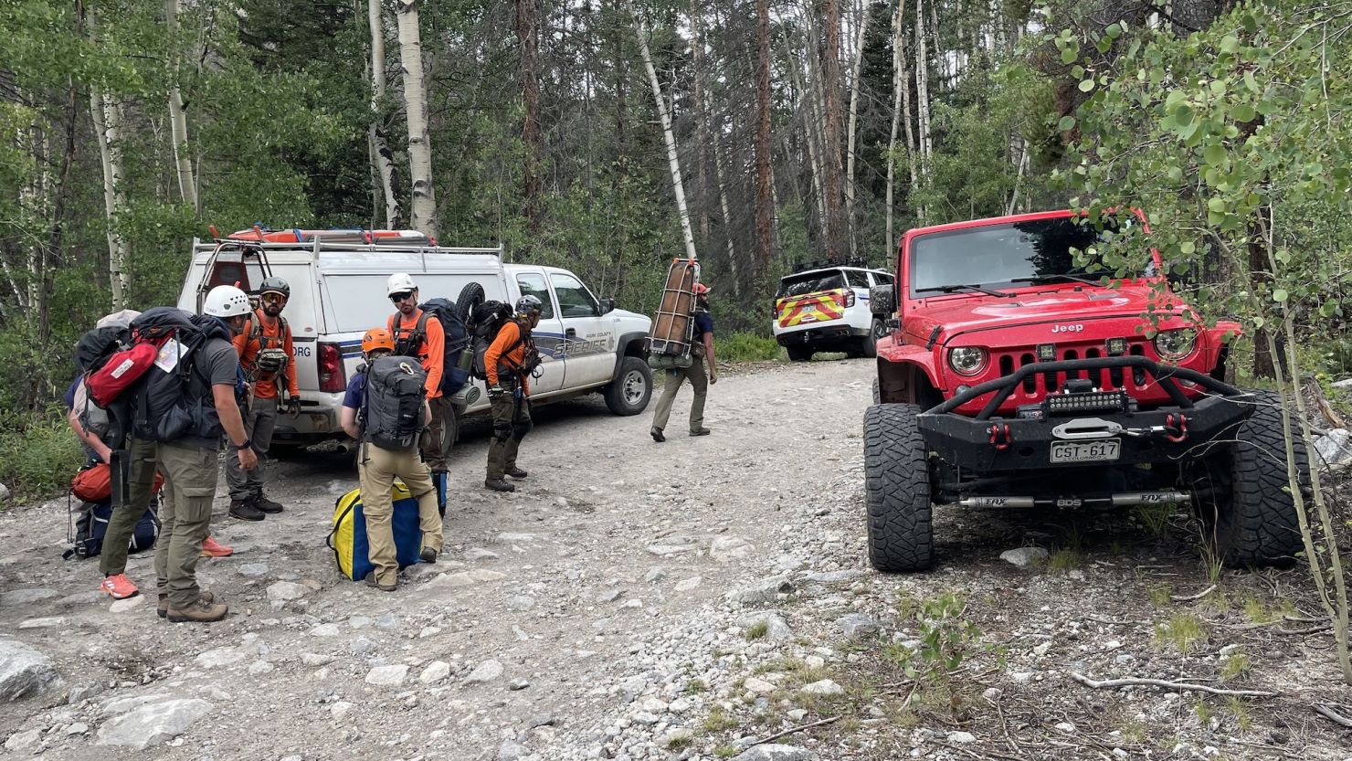 Search and rescue crews search for a missing hiker on Mount Shavano in Chaffee County, Colorado.