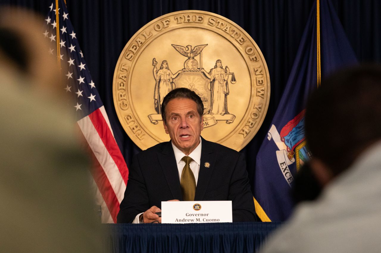 Gov. Andrew Cuomo speaks at a news conference in New York on October 5.