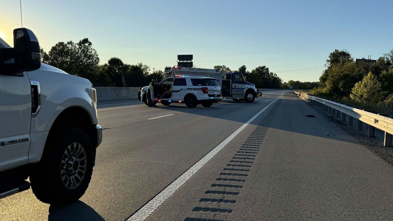 Authorities block traffic on Interstate 75 in Kentucky on Saturday, September 7.