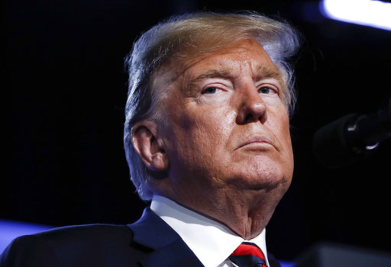 President Donald Trump listens to a question during a news conference before departing the NATO Summit in Brussels, Belgium, Thursday, July 12, 2018. 