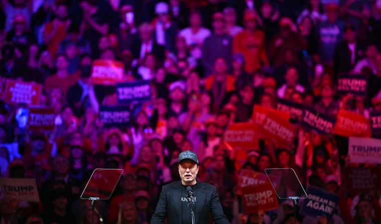 Musk speaks at a Trump rally at New York's Madison Square Garden in October 2024.