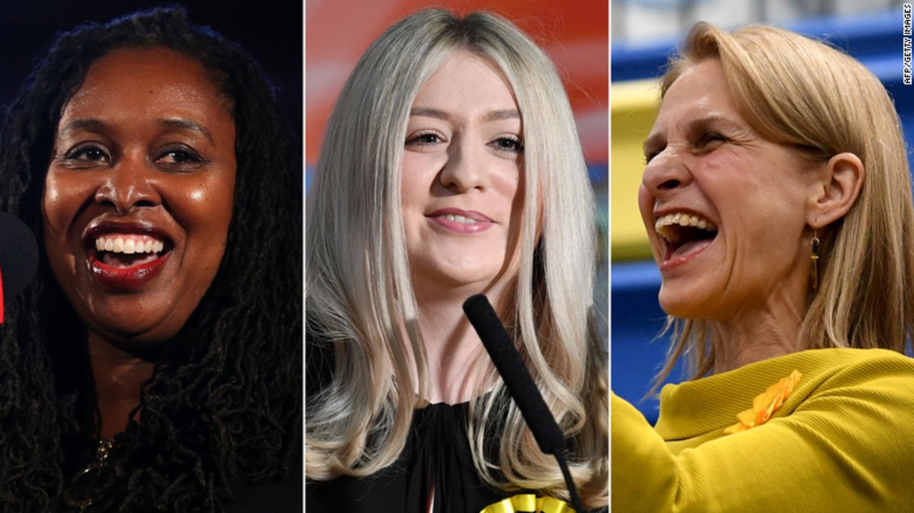 Labour's Dawn Butler, SNP's Amy Callaghan, and the Liberal Democrats' Wera Hobhouse are all among the record number of women who won seats at Westminster. Photos: AFP/Getty Images