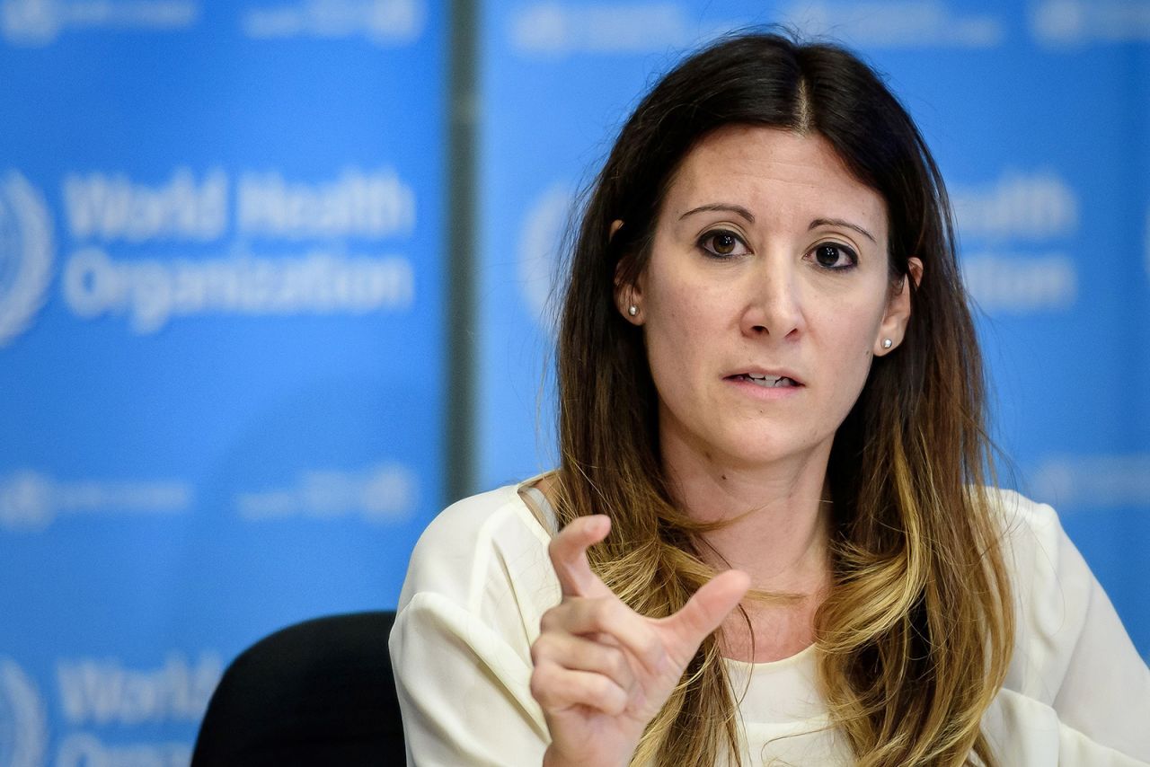 World Health Organization (WHO) Technical Lead Maria Van Kerkhove speaks during a daily press briefing at the WHO headquaters in Geneva, Switzerland on March 9.