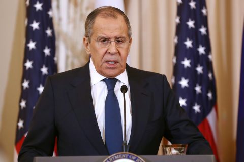 Russian Foreign Minister Sergei Lavrov speaks during a press conference at the State Department December 10, 2019 in Washington DC. 